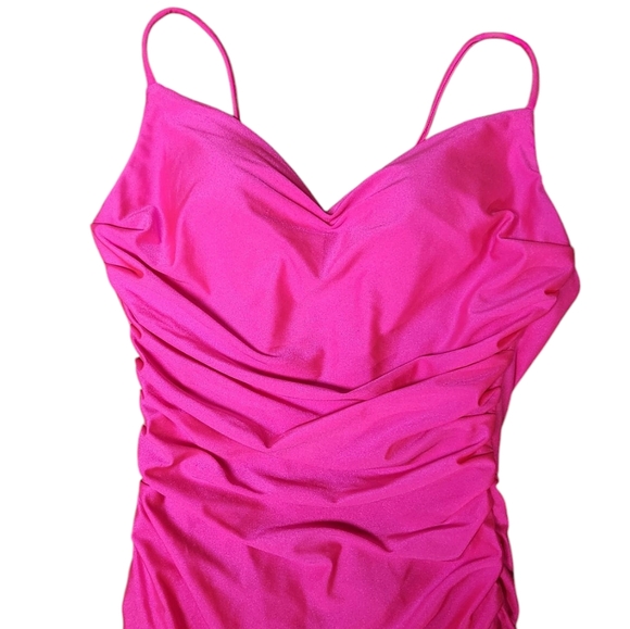 LA FEMME RUCHED MERMAID GOWN PINK 2 - Picture 4 of 13